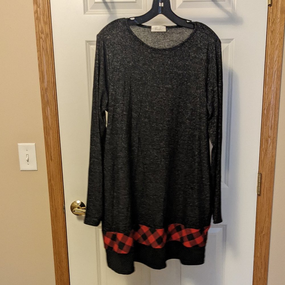 Black Buffalo Plaid Red Long Sleeve Dress